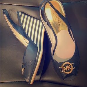 Michael kors blue and white wedges!